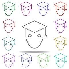 Poster - student icon. Elements of education in multi color style icons. Simple icon for websites, web design, mobile app, info graphics
