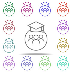 Poster - the students icon. Elements of education in multi color style icons. Simple icon for websites, web design, mobile app, info graphics