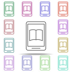 Poster - online training icon. Elements of education in multi color style icons. Simple icon for websites, web design, mobile app, info graphics