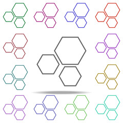 Poster - honeycombs icon. Elements of education in multi color style icons. Simple icon for websites, web design, mobile app, info graphics