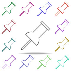 Poster - button icon. Elements of education in multi color style icons. Simple icon for websites, web design, mobile app, info graphics