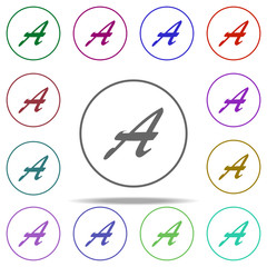 Poster - the letter a circle icon. Elements of education in multi color style icons. Simple icon for websites, web design, mobile app, info graphics