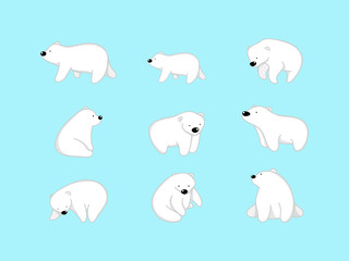 Wall Mural - vector illustration of cute bear cartoon character on blue background.