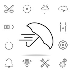 Poster - the wind blows the umbrella icon. Detailed set of simple icons. Premium graphic design. One of the collection icons for websites, web design, mobile app