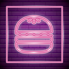 Sticker - hamburger neon light label