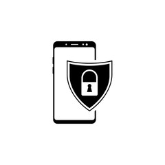 Poster - smartphone, shield, lock vector icon for websites and mobile minimalistic flat design
