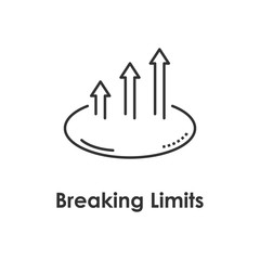 Aufkleber - arrow, circle, breaking limits icon with name