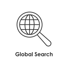 Aufkleber - magnifier, global icon with name