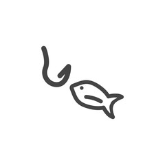 Poster - fish, hook icon. Element of business plannin icon. Glyph icon for website design and development, app development. Premium icon