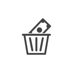 Poster - trash box, dollar, usd icon. Element of business plannin icon. Glyph icon for website design and development, app development. Premium icon
