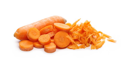 Carrot slices isolated on white background