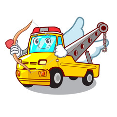 Wall Mural - Cupid Cartoon tow truck isolated on rope