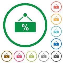 Sticker - hanging discount table flat icons with outlines