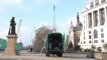 UK November 2018 - A Green Police Surveillance Van Is Parked With A Camera On An Extended Telescopic Pole.