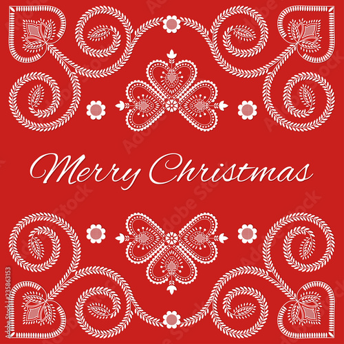 Fotografija Folk art Merry Christmas card vector template
