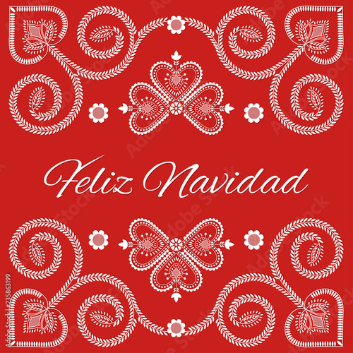 Fotografija Folk art Holiday card vector template