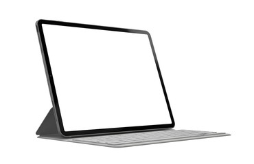 Tablet with keyboard case with blank screen template