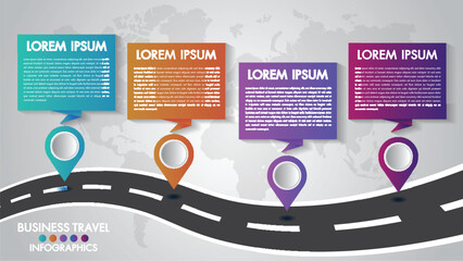 Wall Mural - timeline infographics template 4 options design with a road way and navigational pointers place for 
