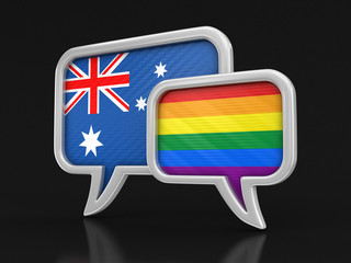 Poster - Speech bubbles with flags. Image with clipping path