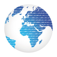 Aufkleber - big data binary code all over the world vector illustration EPS10