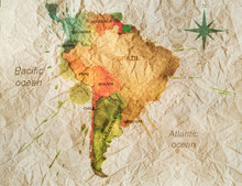 South America Watercolor Map