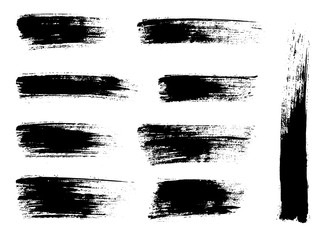 Painted grunge stripes set. Black labels, background, paint text