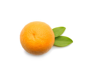 Tasty ripe orange on white background