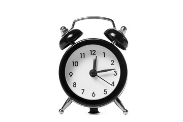 Wall Mural - Black alarm clock isolated on white