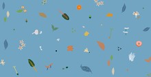 Natural Foods And Plants Illustration On Blue Background Pattern 