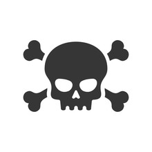 Skull And Crossbones Icon On White Background. Vector