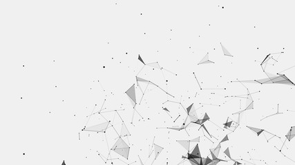 Abstract background consisting of triangles in space. Polygonal white background. Plexus effect. 3d rendering.