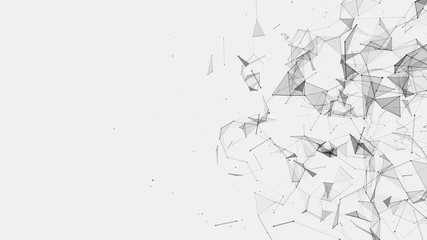 Poster - Abstract background consisting of triangles in space. Polygonal white background. Plexus effect. 3d rendering.