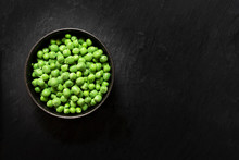 Overhead View Of Shelled Green Pea In Bowl