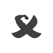 Letter X Strong Arm Logo Vector