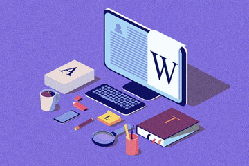 Wall Mural - isometric concept for blog, blogging concept, post, content strategy, social media, chatting. illust