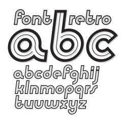 Poster - Set of vector cursive retro lower case English alphabet letter, for use as retro poster design elements