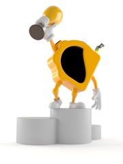 Poster - Measure tape character holding golden trophy