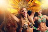 Brazilian women dancing samba at carnival