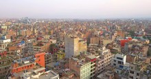 Sunset Aerial View Above The City Of Kathmandu,Nepal