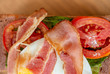© suwanb - Club sandwich with egg, ham, tomato and vegetable, Top view.