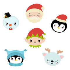 Set of christmas characters.