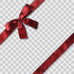 Wall Mural - red satin ribbon and bow vector illustration