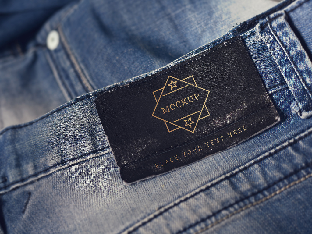 Leather Designer Label on Jeans Mockup Stock Template | Adobe Stock