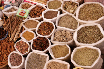 Wall Mural - HERBS AND SPICES IN MOROCCAN MARKET