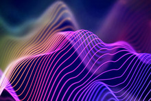 3D Sound Waves. Big Data Abstract Visualization. Digital Technology Concept: Virtual Landscape. Futuristic Background. Colored Sound Waves, Visual Audio Waves Equalizer, EPS 10 Vector Illustration.