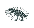Tyrannosaurus Rex typography out of words, retro and vintage style, print for T-shirt and logo design. Dinosaur, animals, wildlife and nature, vector design and illustration