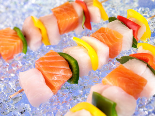 RAW FISH KEBABS ON ICE