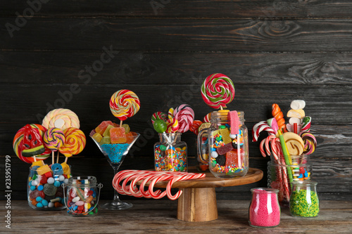 Plakat Composition with many different candies on table