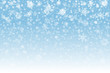 Christmas snow. Falling snowflakes on light background. Snowfall. Vector illustration, eps 10.