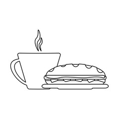 Sticker - Sandwich and coffee cup black and white